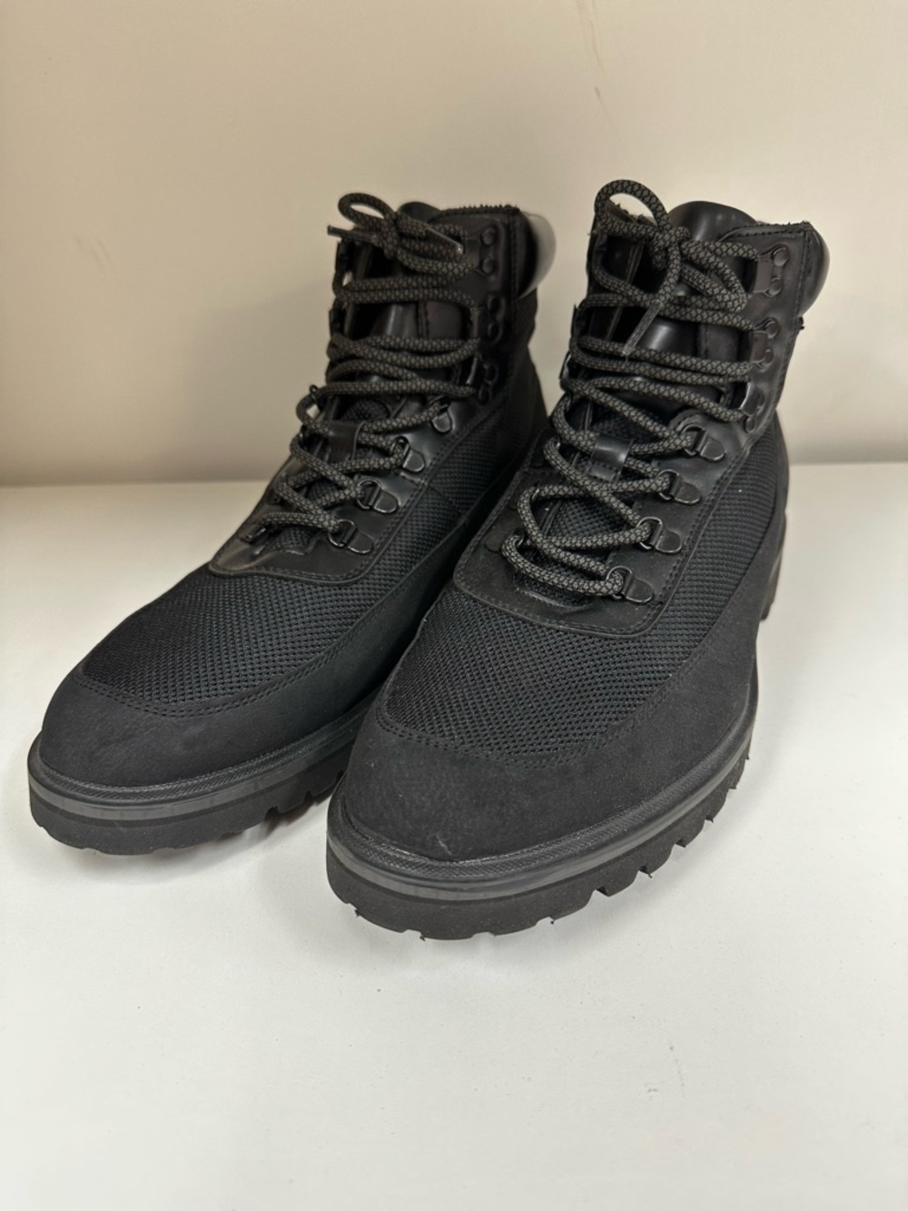 Kenneth Cole All-Black Rugged Lace-Up Boots